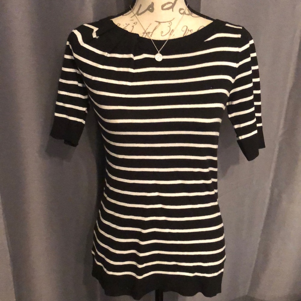 Ann taylor loft black & white striped sweater XS